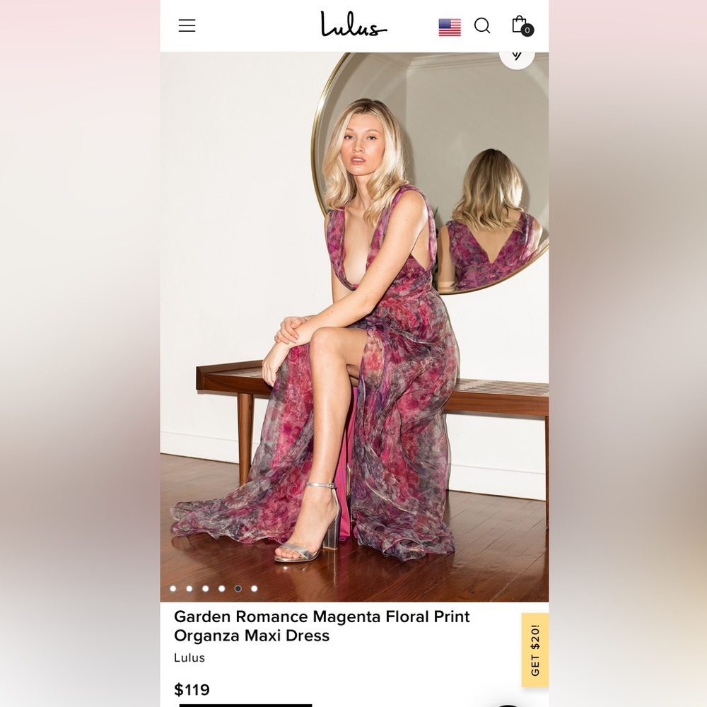 Lulus Garden Romance Magenta Floral Print Organza Maxi Dress